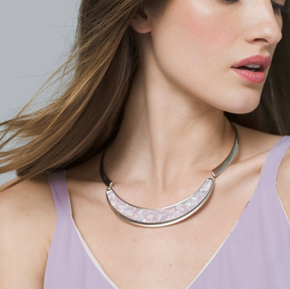 WHBM Marbled Collar Necklace Purple - Picture 6 of 6